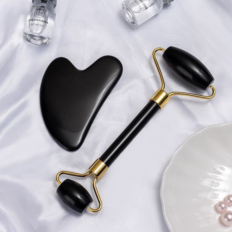 black obsidian gua sha set